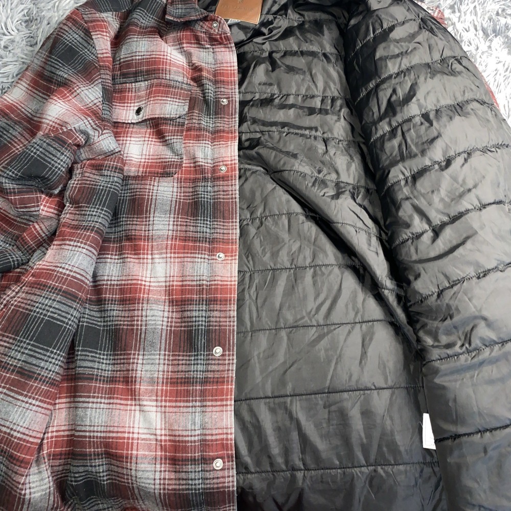 Free Country Men's Sz 4XLT Quilted Plaid Flannel Jacket Red Gray Black - Picture 7 of 10